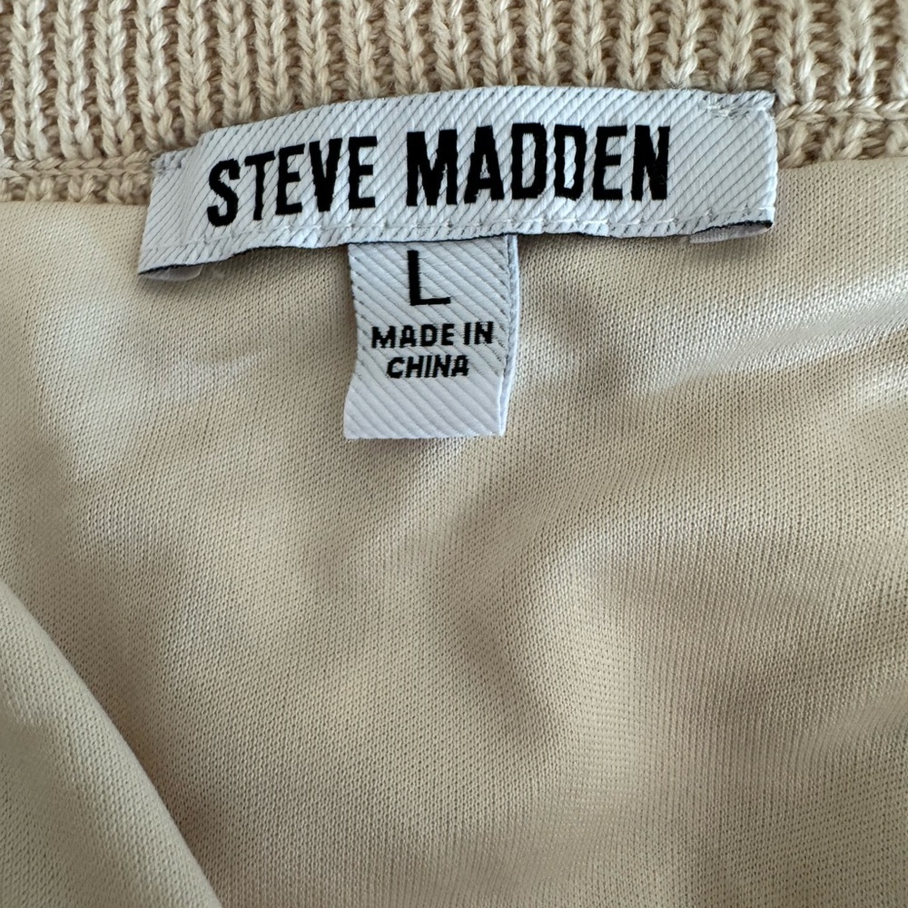 Steve Madden Crochet Knit Maxi Skirt Cream Lined NWT Size L - Picture 2 of 7